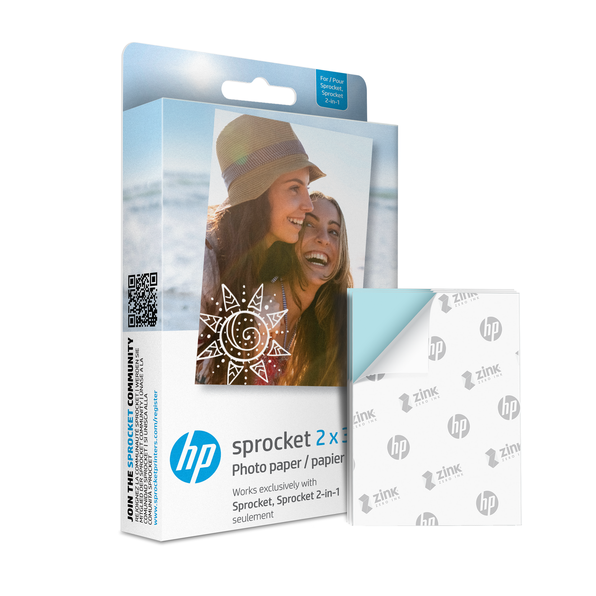 HP Sprocket 2” x 3” Premium Zink Sticky-Back Photo Paper (20 Sheets) hpsprocket