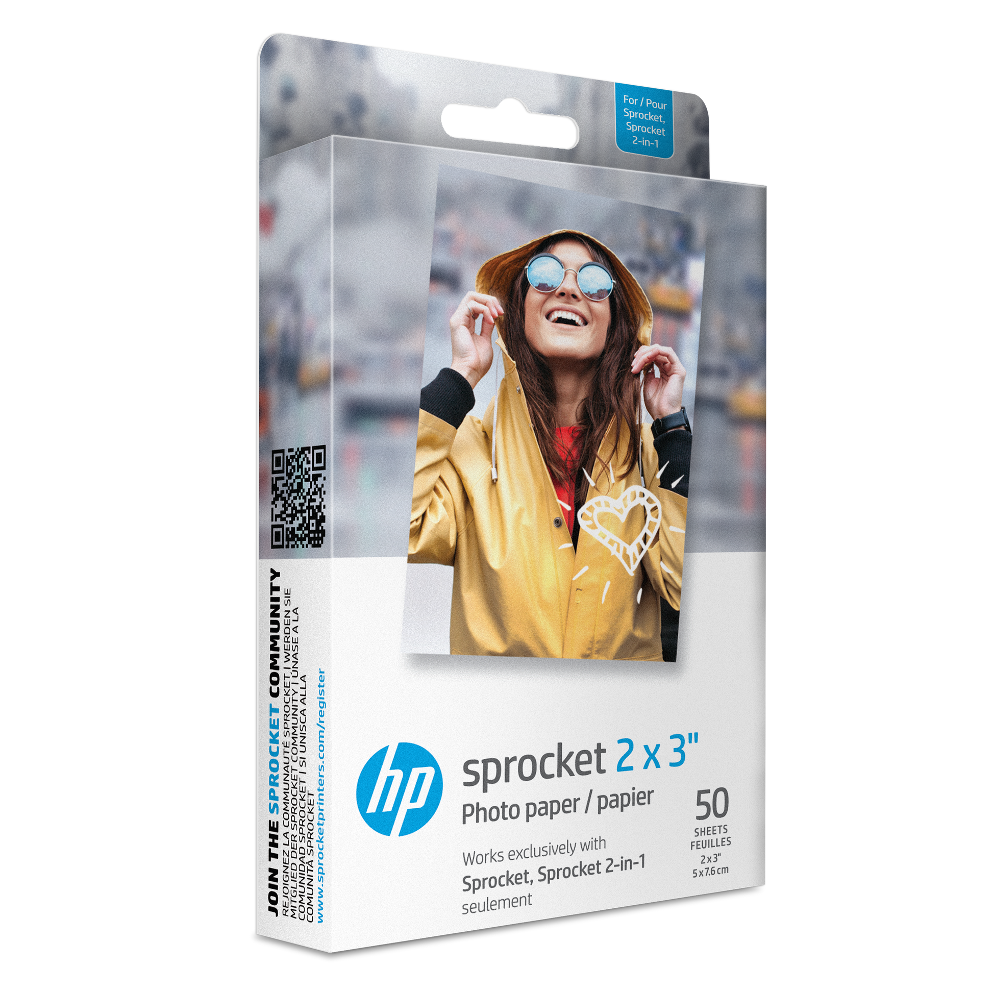 HP Sprocket 2” x 3” Premium Zink Sticky-Back Photo Paper (50 Sheets) hpsprocket