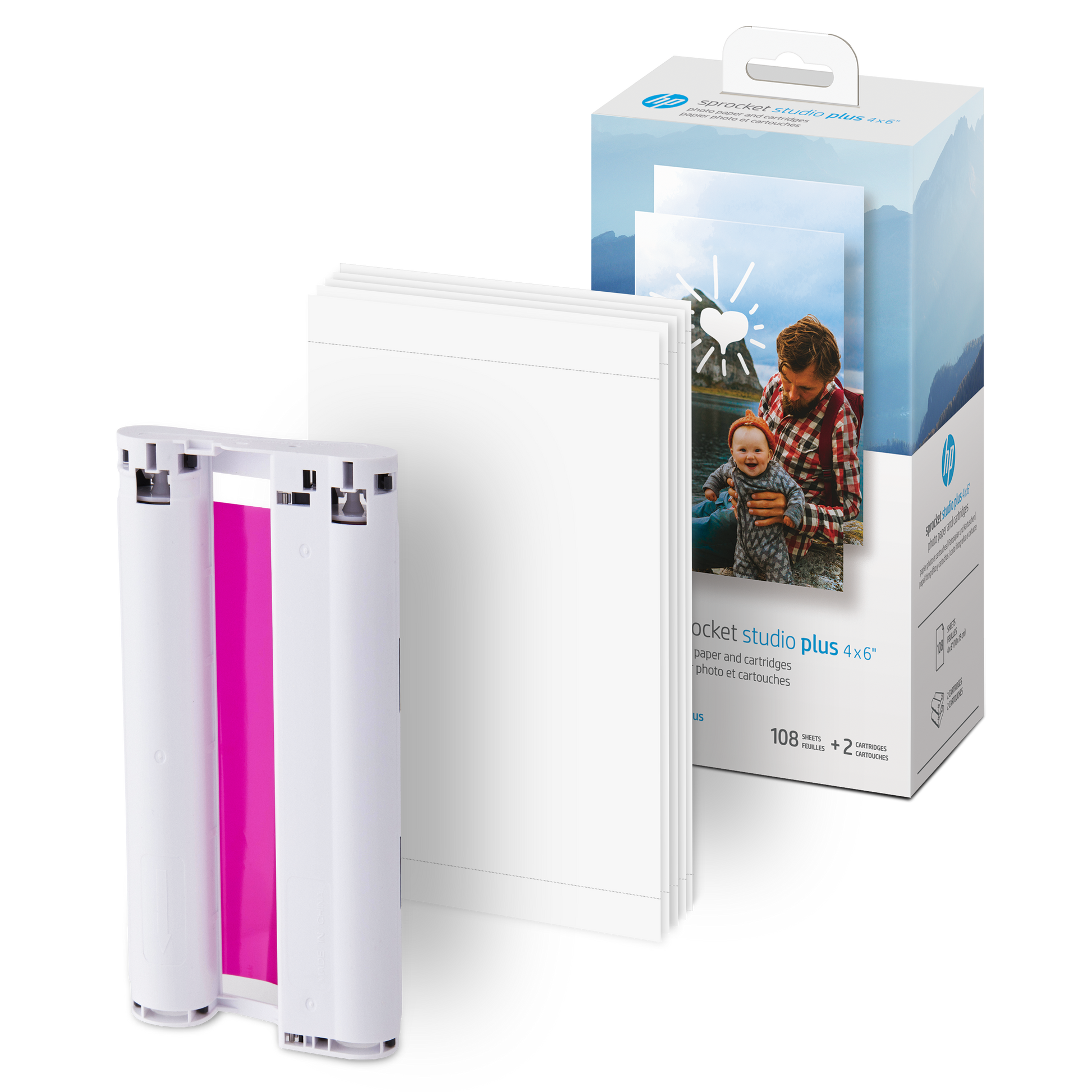 HP Sprocket Studio Plus 4x6" Photo Paper and Cartridges (Includes 108 Sheets and 2 Cartridges) Compatible only with HP Sprocket Studio Plus printer Sprocket Printers