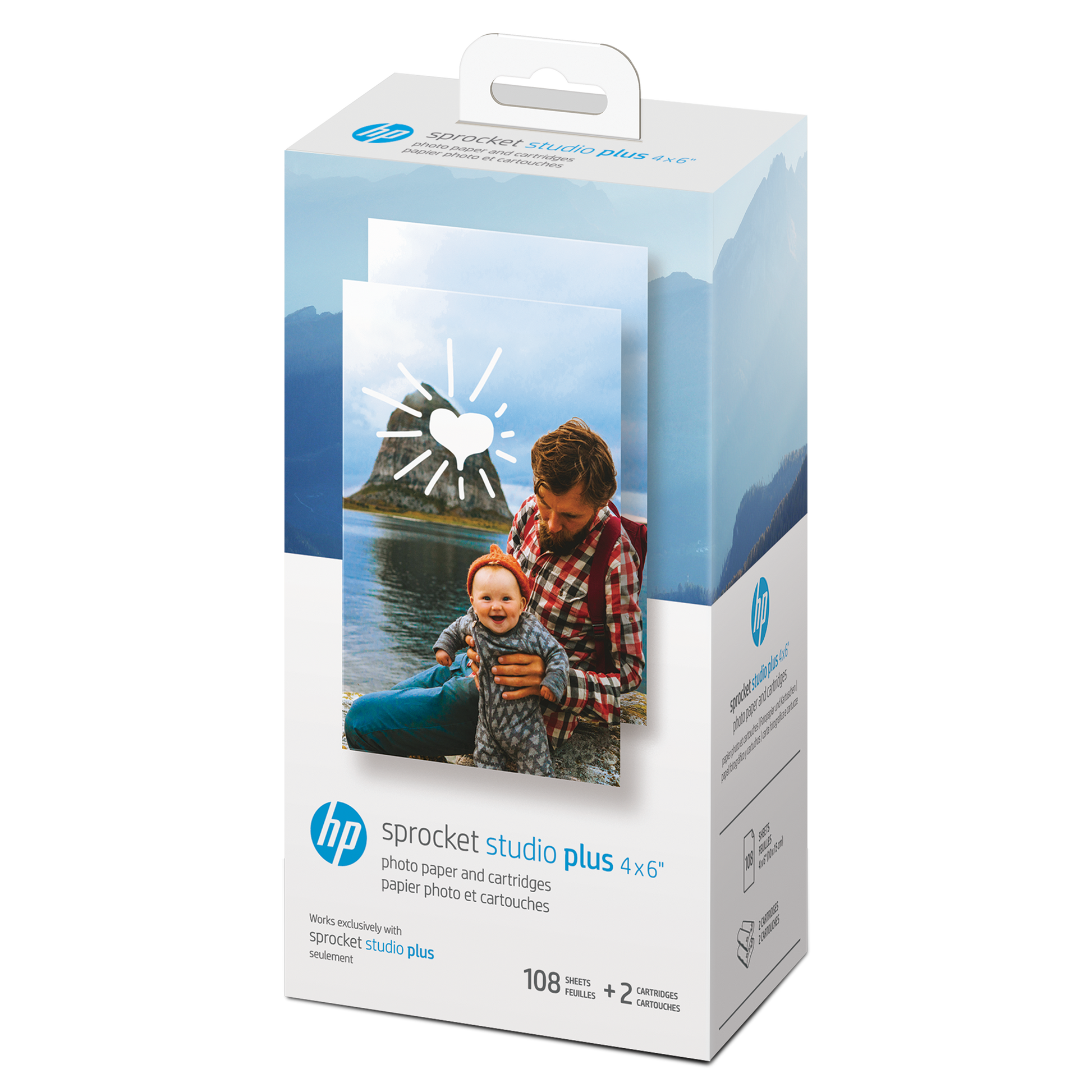 HP Sprocket Studio Plus 4x6" Photo Paper and Cartridges (Includes 108 Sheets and 2 Cartridges) Compatible only with HP Sprocket Studio Plus printer Sprocket Printers