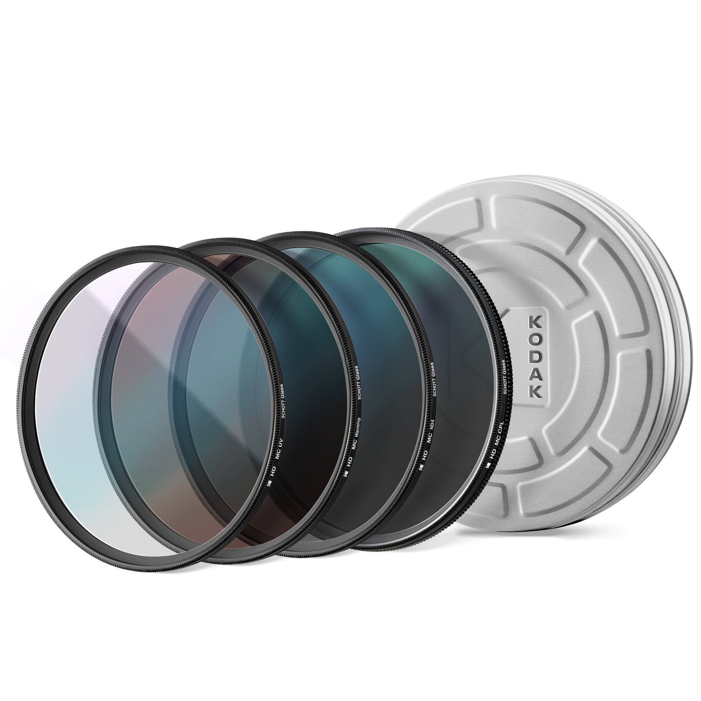 KODAK Schott Glass Filter Set 40.5mm-105mm Pack of 4 UV, CPL, ND4 & Warming Filters