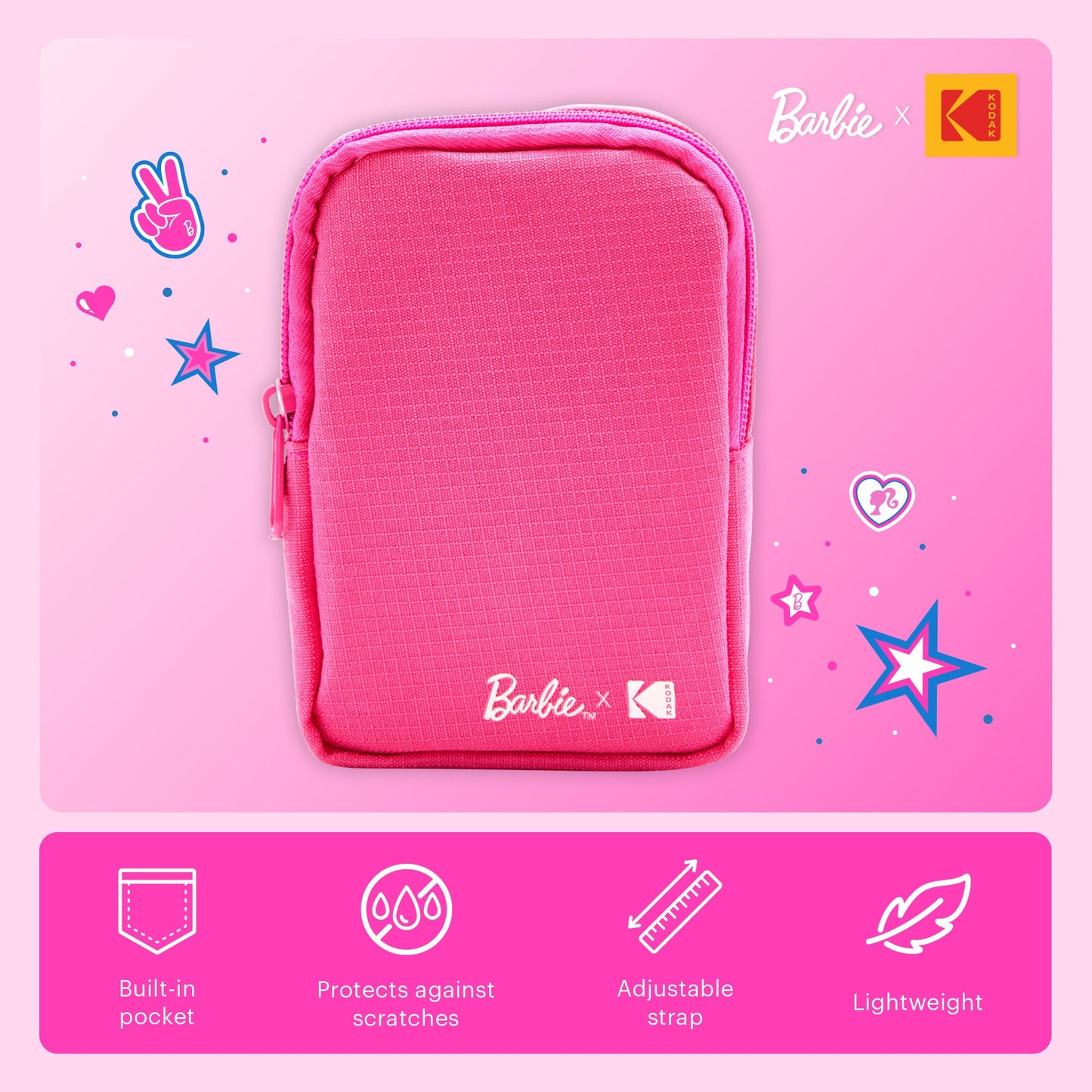 Barbie x Kodak Soft Case with Zipper and Crossbody Shoulder Bag