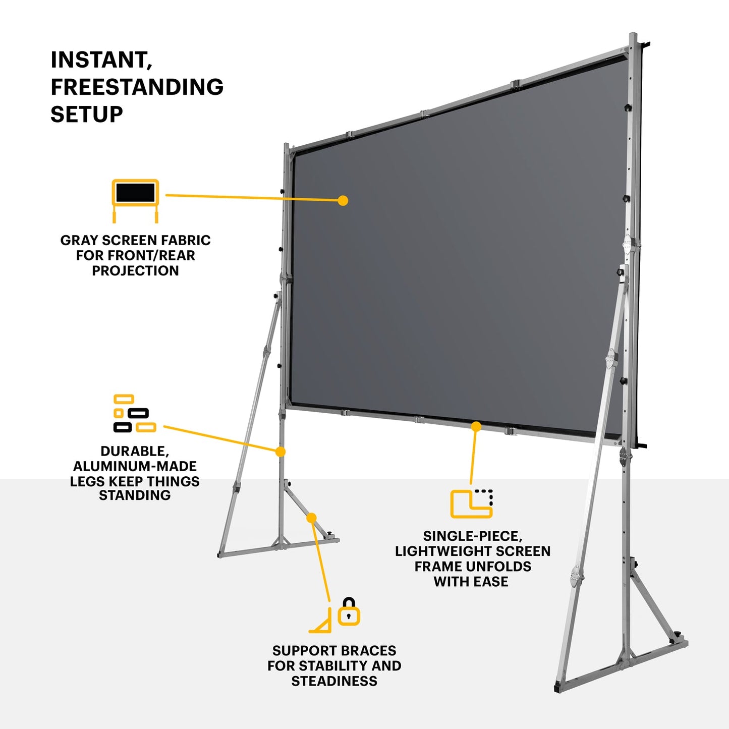 KODAK Portable Projection Screen with Foldable Legs and Front/Rear Projection