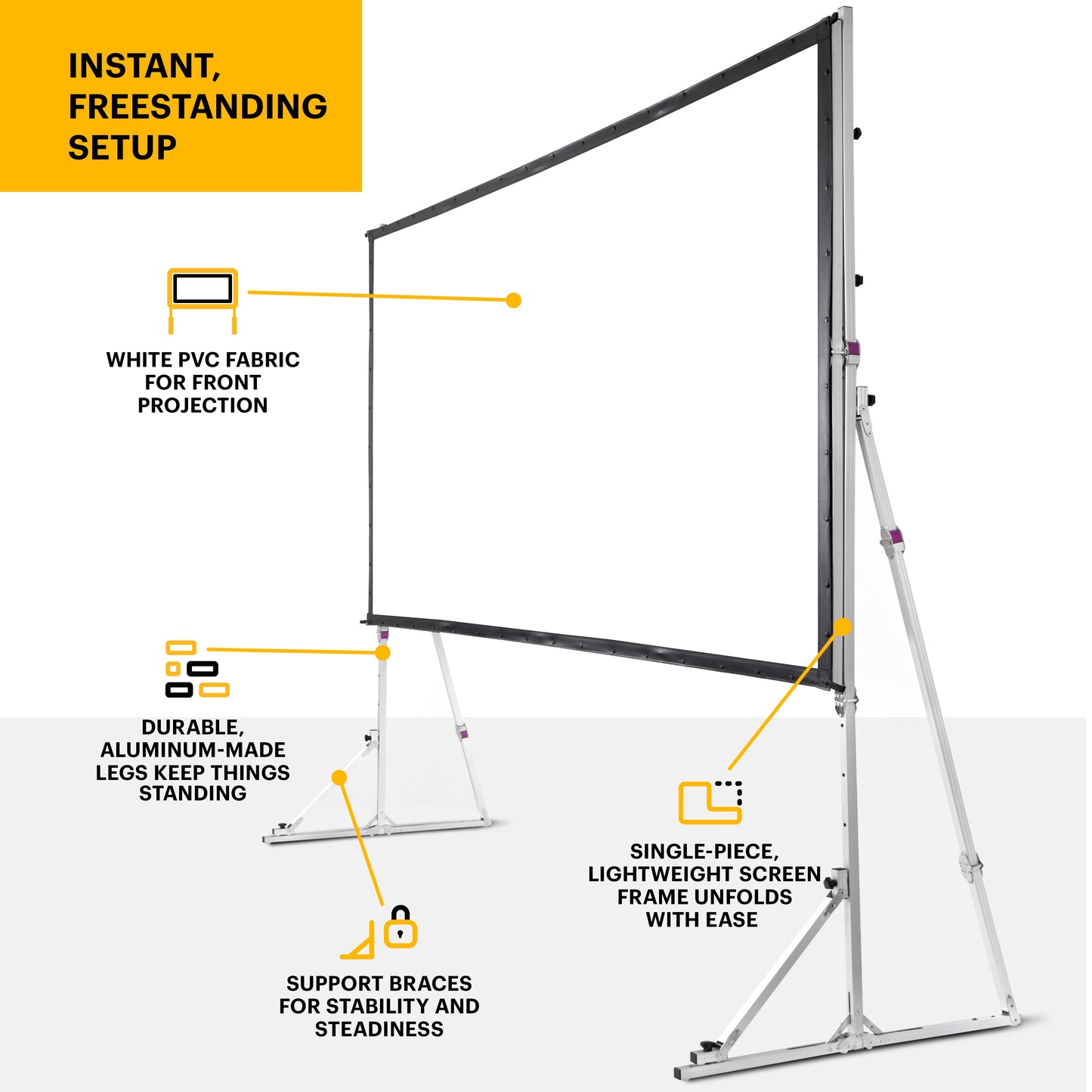 KODAK Portable Projection Screen with Foldable Legs and Front Projection