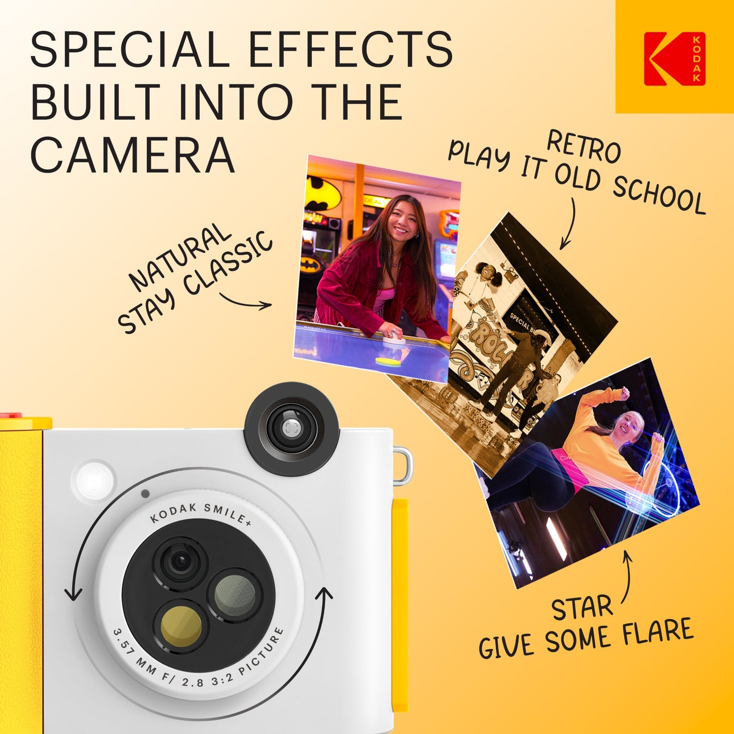 KODAK Smile+ Wireless Digital Instant Print Camera with Effect-changing Lens - White