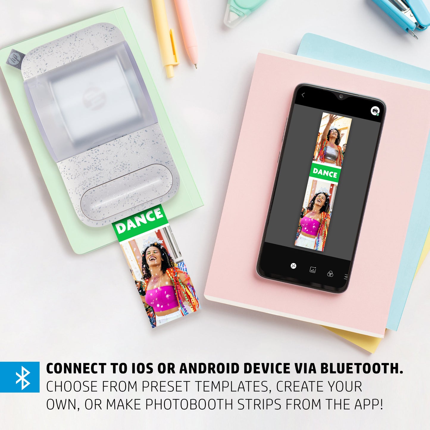 HP Sprocket Panorama Instant Portable Color Label & Photo Printer (Grey) Personalize Prints 2” x .5”- 9” on Zink Sticky-Backed Paper -Create Fun Photobooth Strips, Labels & Custom Designs in the App Sprocket Printers