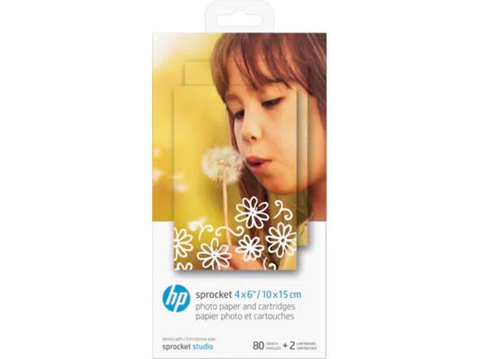 HP Sprocket Studio 4” x 6” Photo Paper & Cartridges (80 Sheets – 2 Cartridges) hpsprocket