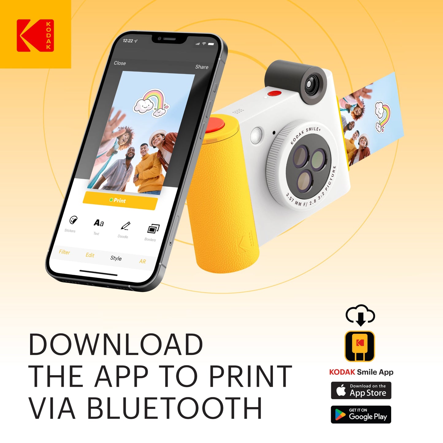 KODAK Smile+ Wireless Digital Instant Print Camera with Effect-changing Lens - White