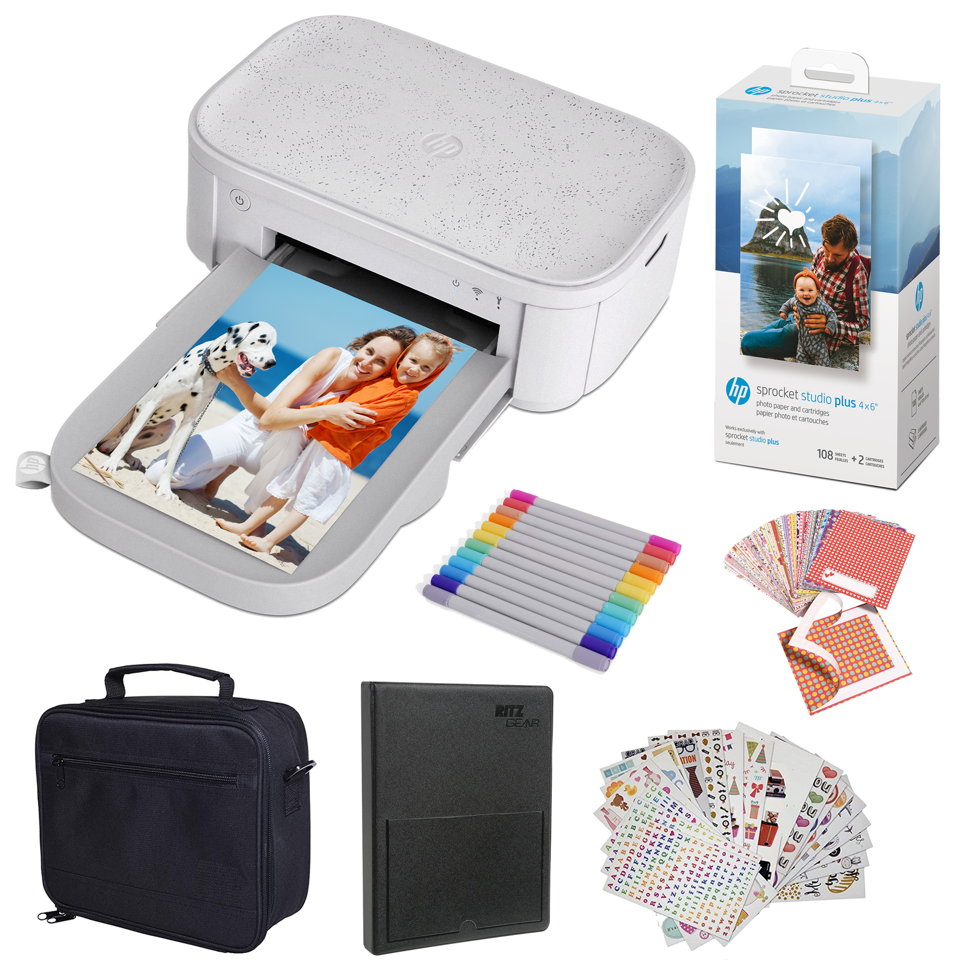 HP Sprocket Studio Plus WiFi Printer Prints 4x6 - Gift Bundle Sprocket Printers
