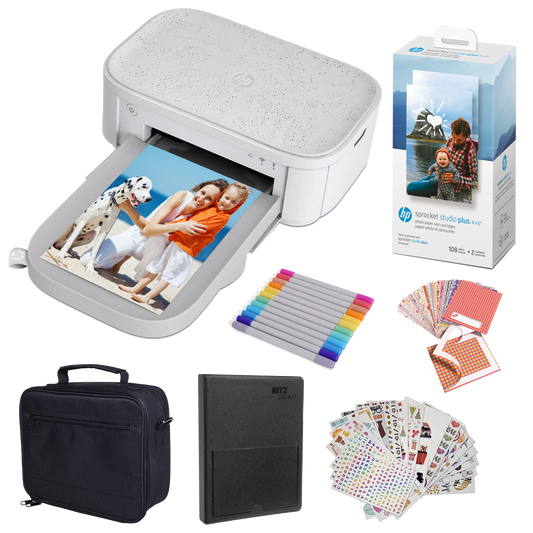 HP Sprocket Studio Plus WiFi Printer Prints 4x6 - Gift Bundle Sprocket Printers